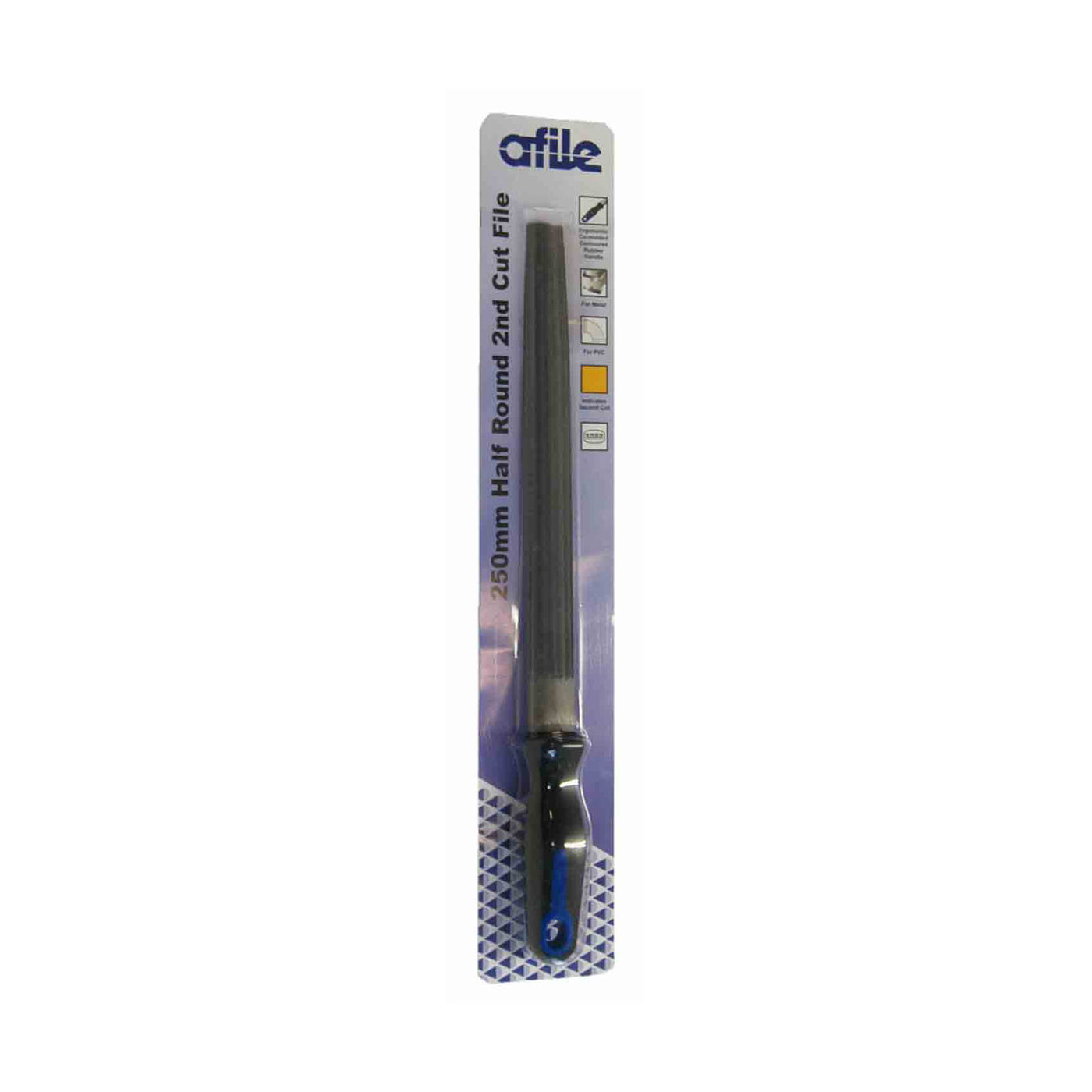 Afile - Half Round 2nd Cut File - Handled - 250mm