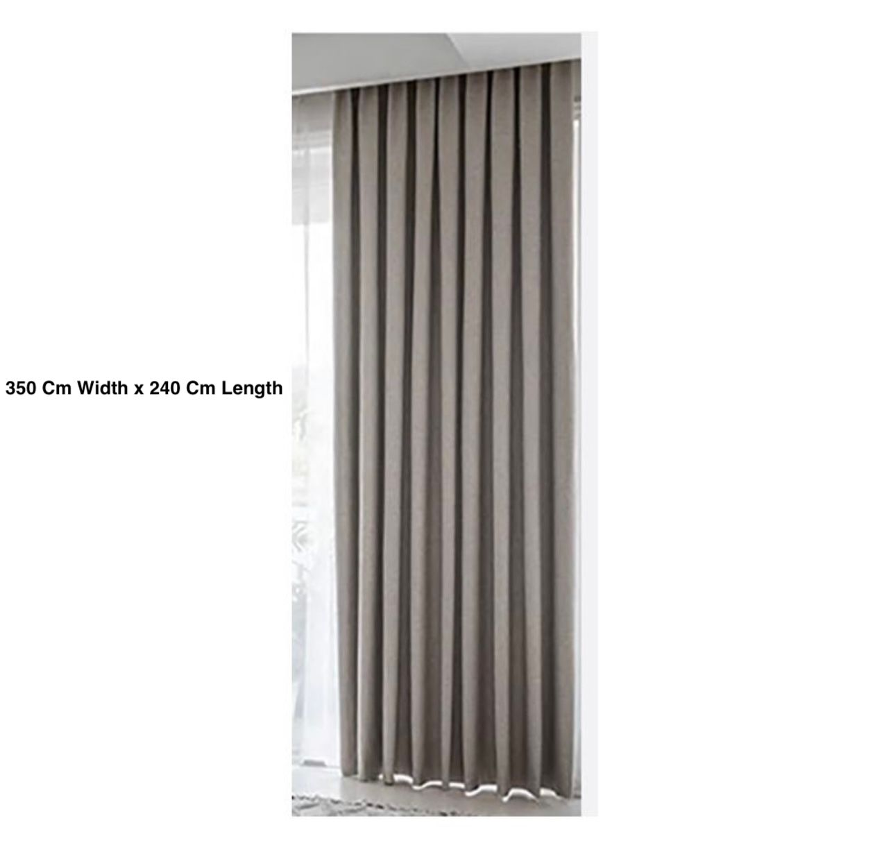 100% Blockout Light Brown Taped curtain-350 Cm Width x 240 Cm Length