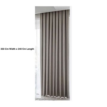 100% Blockout Light Brown Taped curtain-350 Cm Width x 240 Cm Length