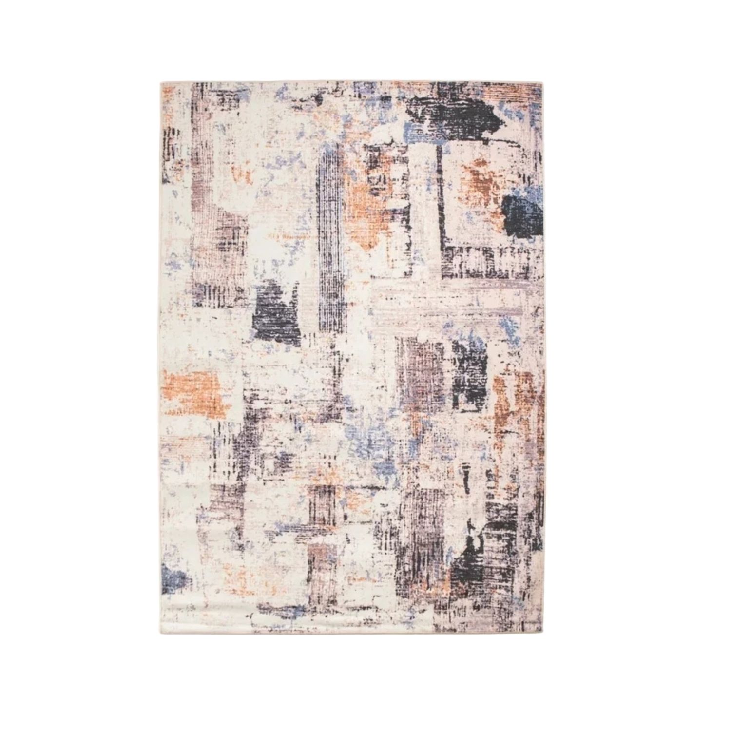 Abstract Ivory Blue Geometric Area Rug - 160 x 235 cm