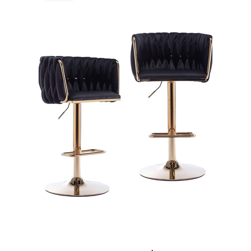 Velvet wooven bar chairs set of 2 black