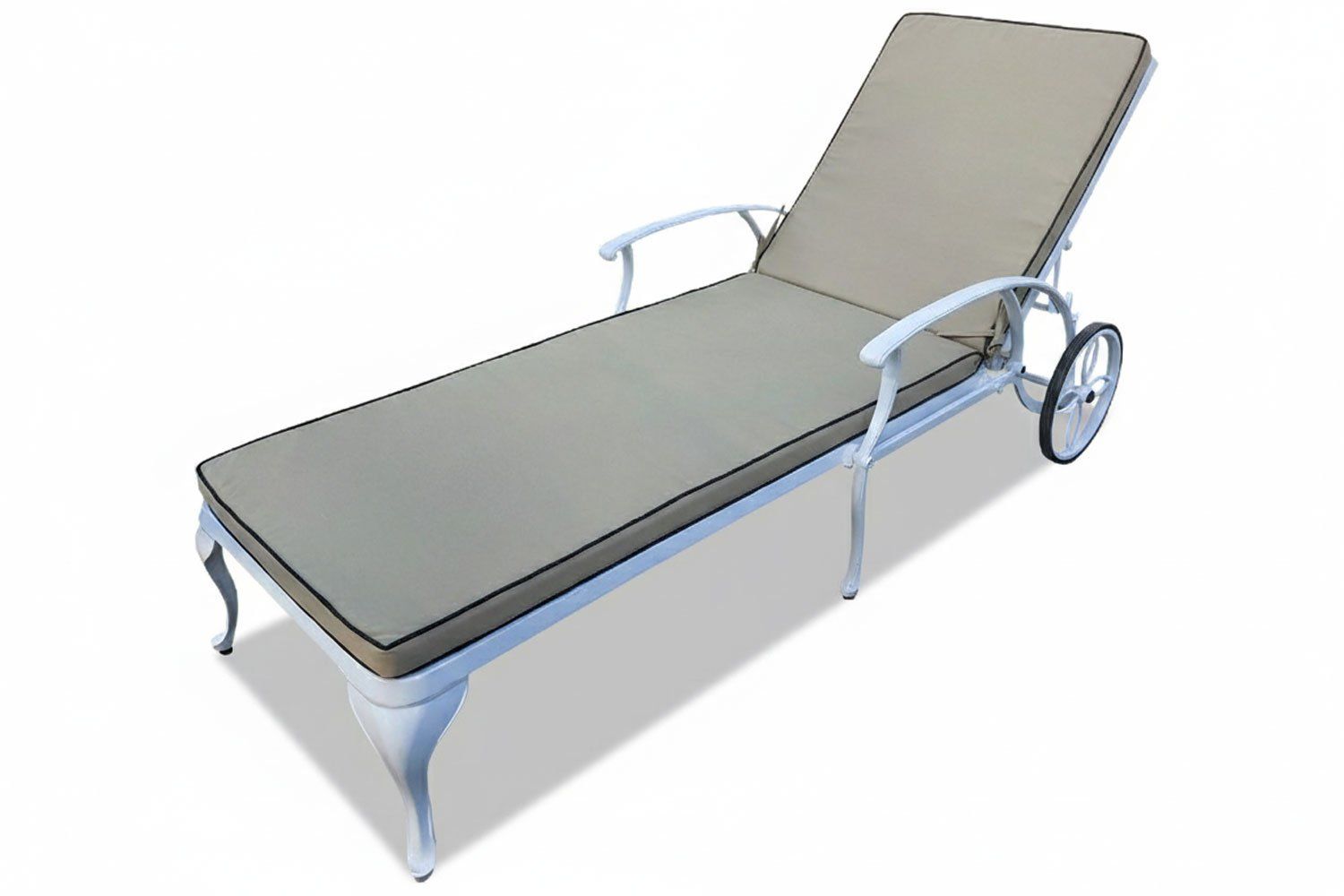 Aluminium Sun Lounger (White, Beige Cushion)
