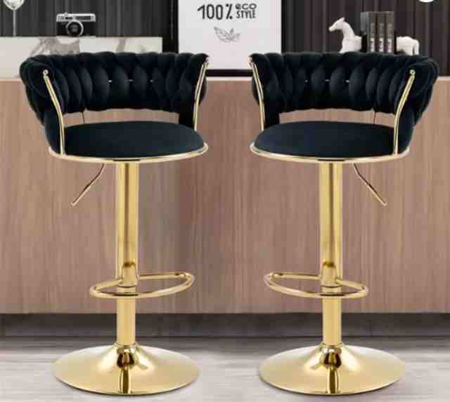CozyCraft - Cady Velvet Swivel Bar Stool - Set of 2 (Black)