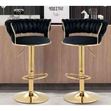 CozyCraft - Cady Velvet Swivel Bar Stool - Set of 2 (Black)