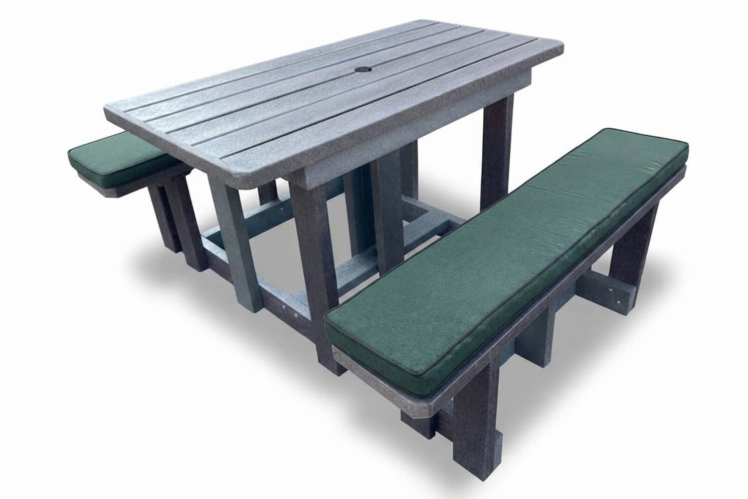 Recycled Plastic Picnic Table 4-Seater - Green Cushions
