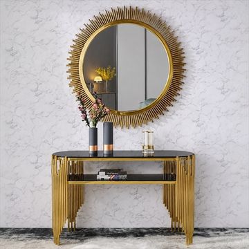 Prestige Home - Ellipse Gold Console Table and Mirror Set