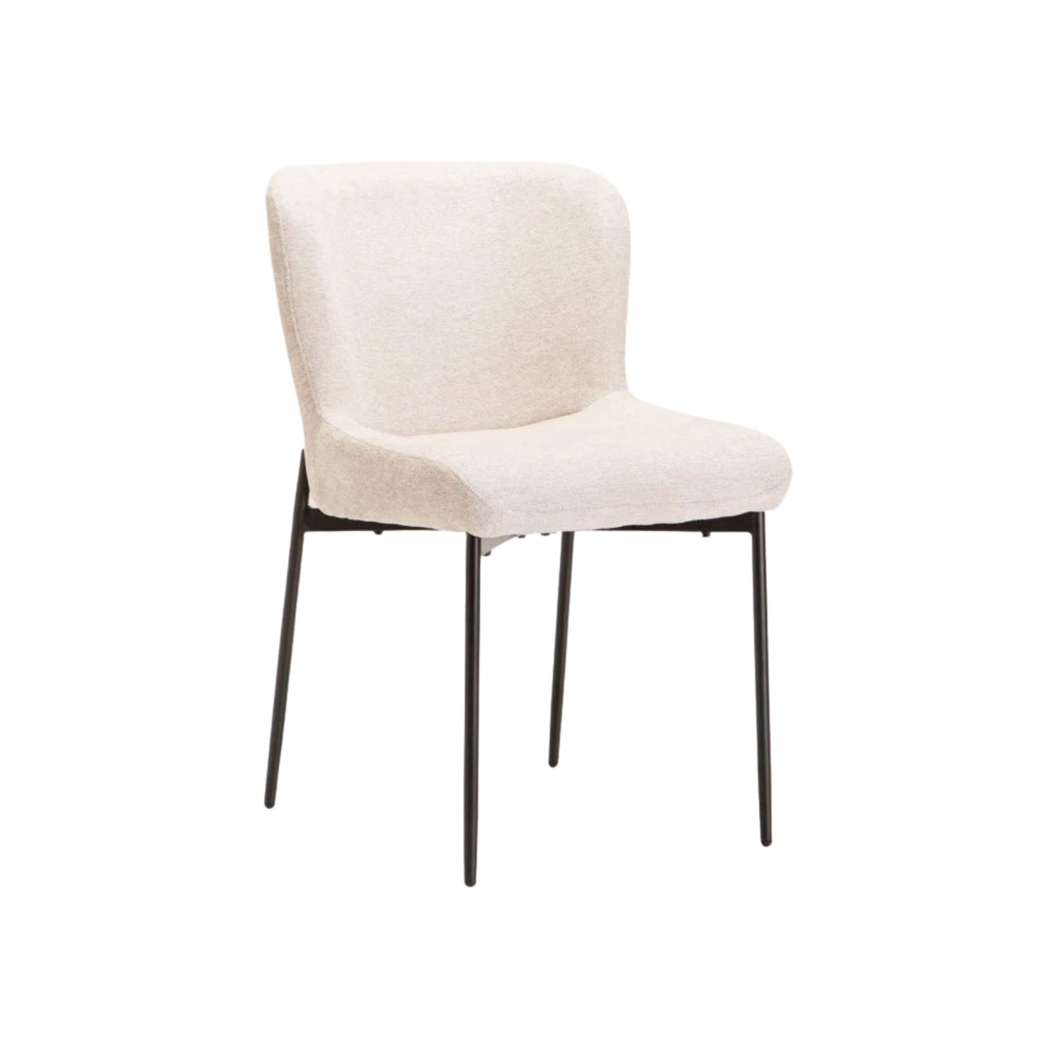 Modern Fabric Dining Chair with Curved Back - Cream
