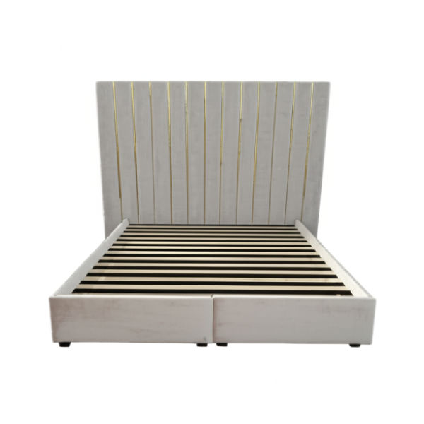 Modern Channel-Tufted Velvet  Base and Extra Length Headboard Set - King