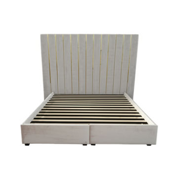 Modern Channel-Tufted Velvet  Base and Extra Length Headboard Set - King