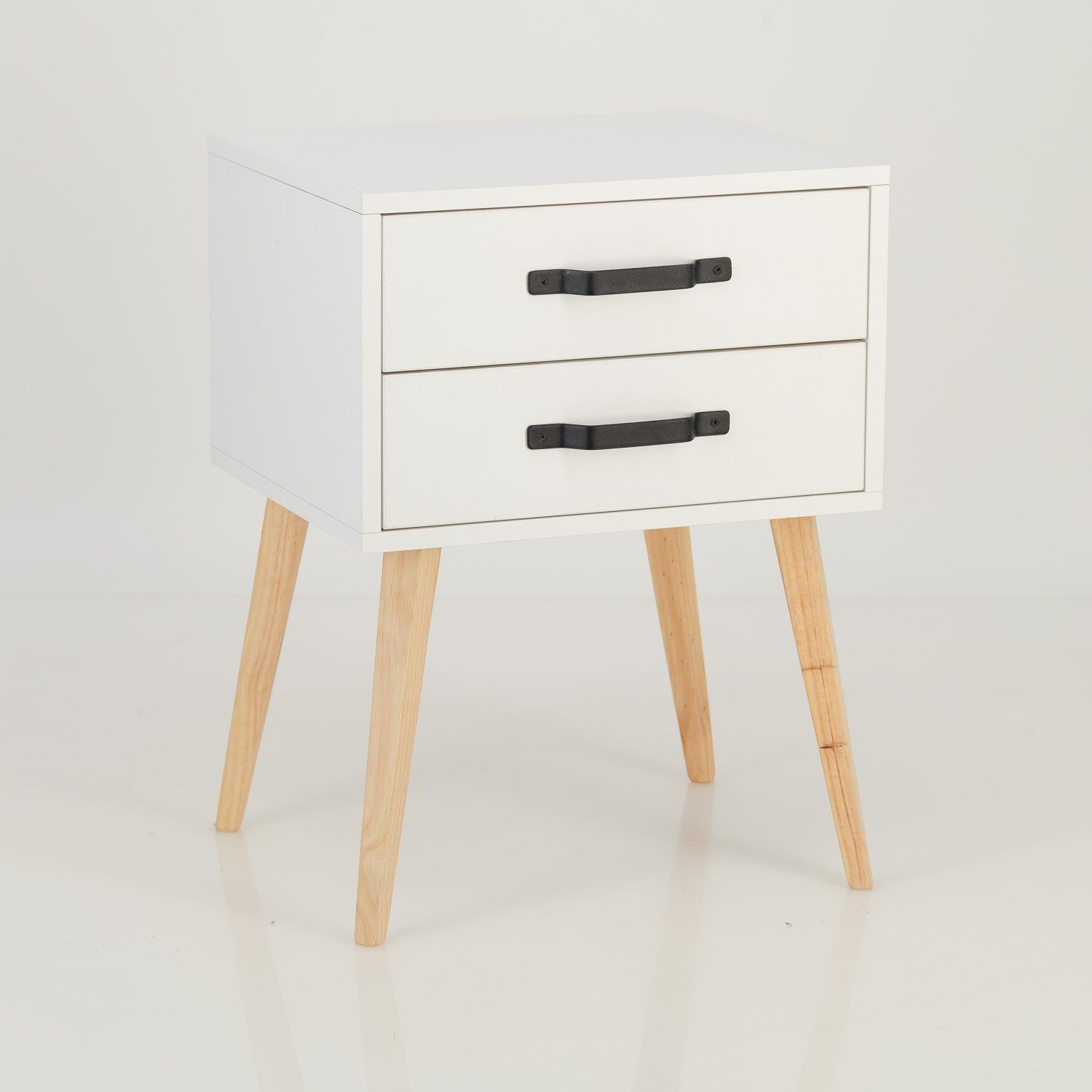 Makalu Two Drawer Side Table - White