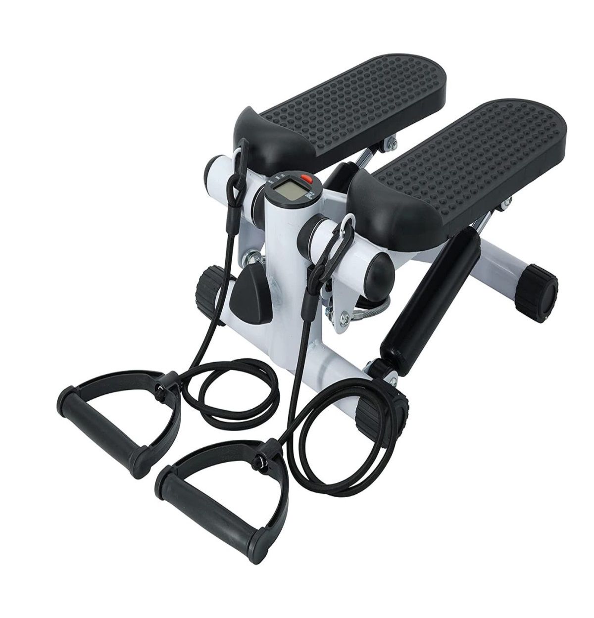 Fitness exercise stepper with resistance bands