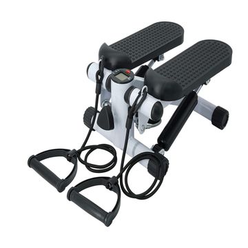 Fitness exercise stepper with resistance bands