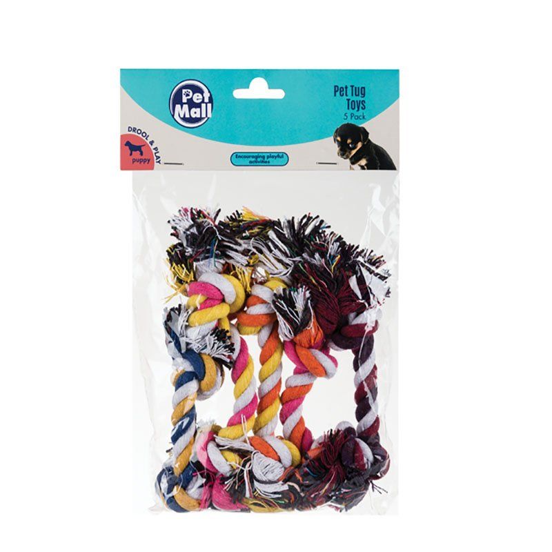 Puppy Rope Toy - Assorted Ropes - Multicoloured - 5 Pack - 3 Pack