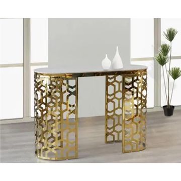 Madiega Furniture - Golden Lattice Marble Console