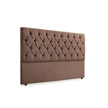 Bella Deep Buttoned Velvet Headboard - Brown - Queen