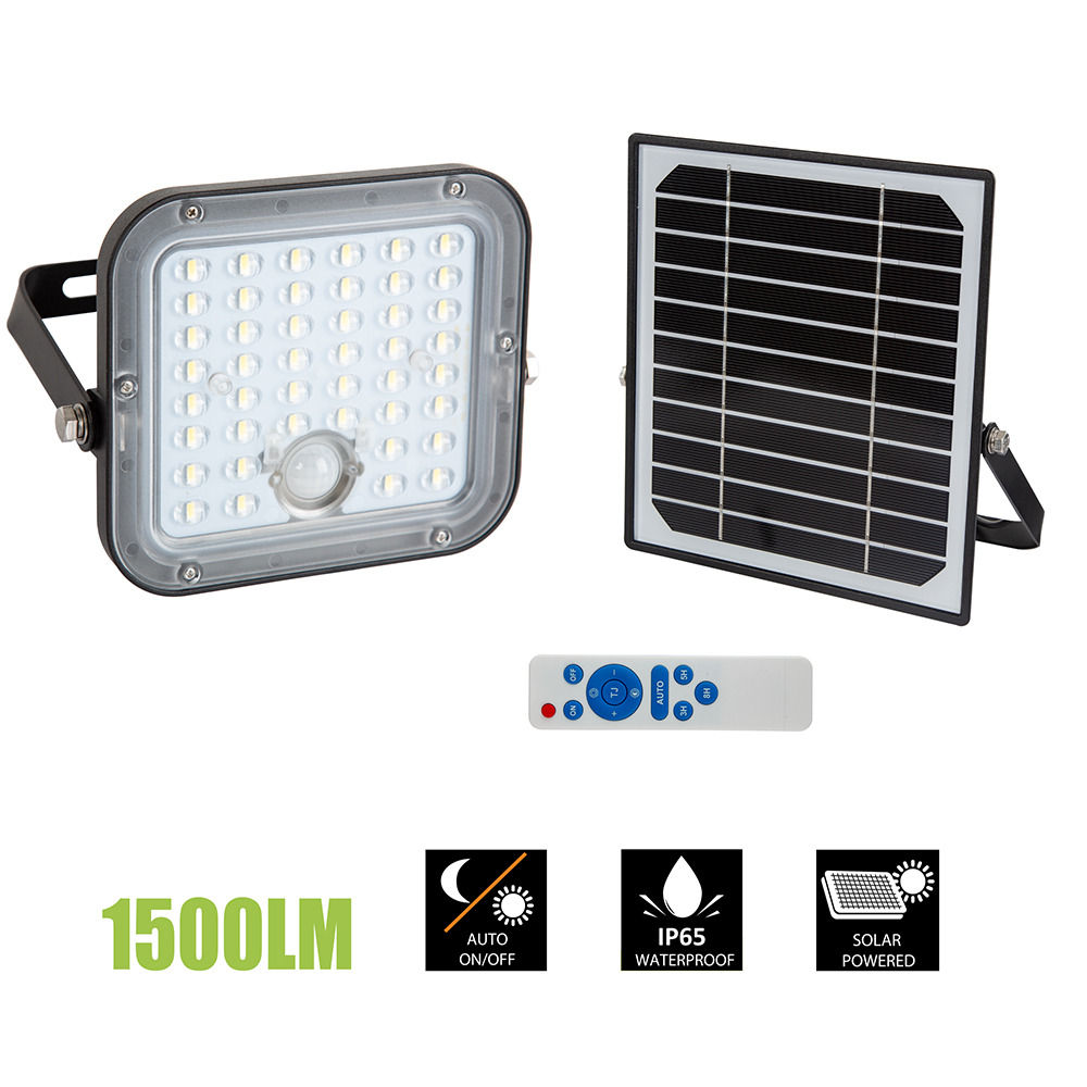 Solar Floodlight & Sensor Black LED 1500lm 6000K