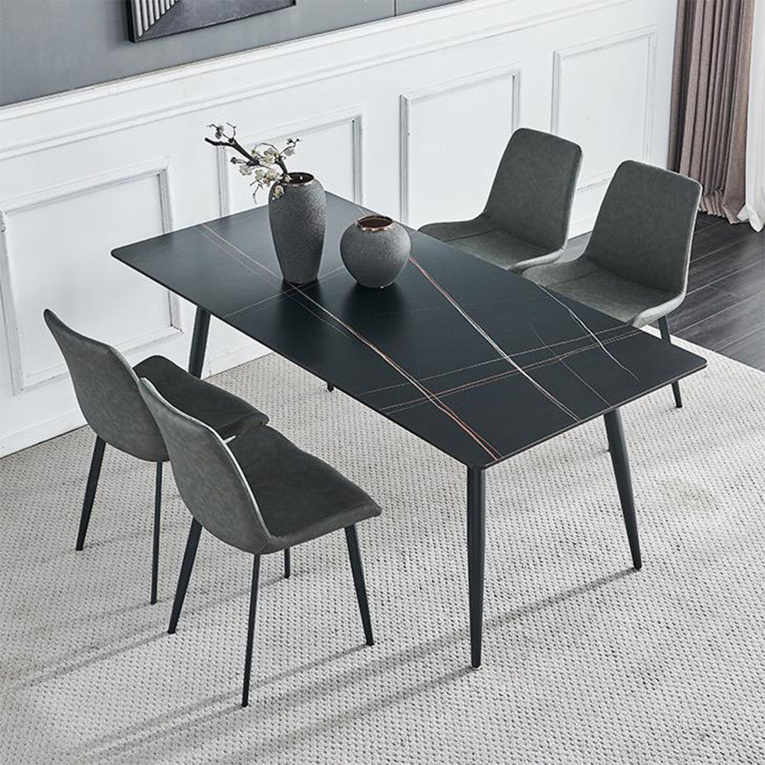 KC FURN-Slate Dining Set (4 Seater black)