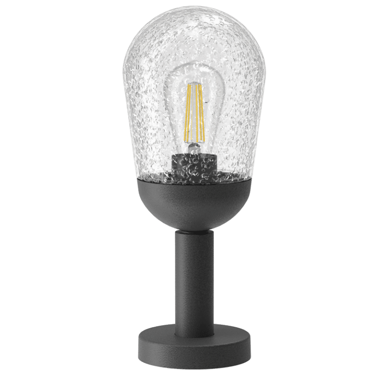 Aluminium Pillar Lantern with Clear Speckled Glass