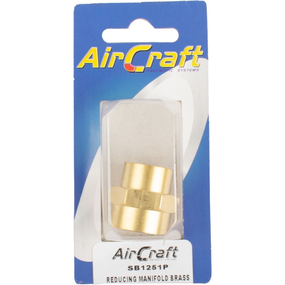 Aircraft - Reducing Manifold Brass 3/8 x 1/2 F/F 1 Piece Pack