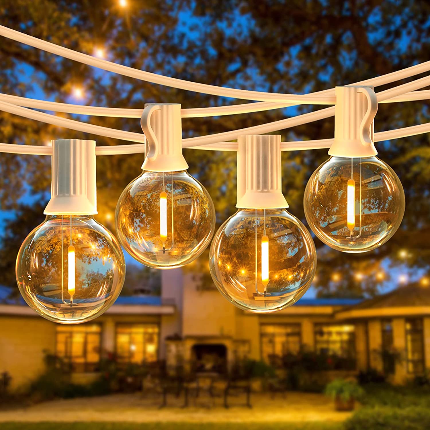 Litehouse White Solar LED Outdoor Classic Bulb String Lights