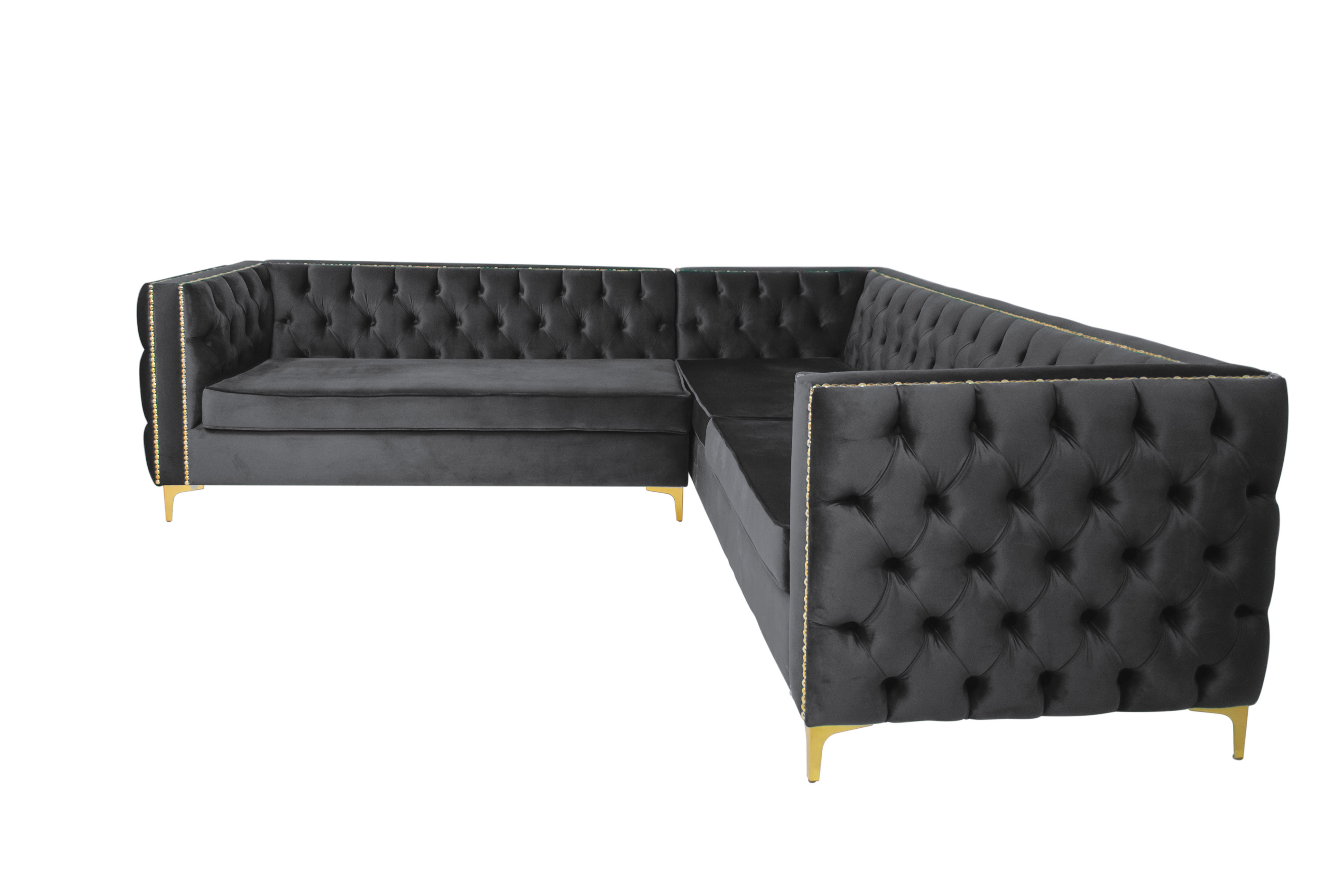 Rosa Oxford Corner Button Couch - Grey