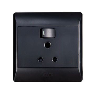 ACDC - Black 16A Switched Socket Outlet 4x4 C/W Cover Plate