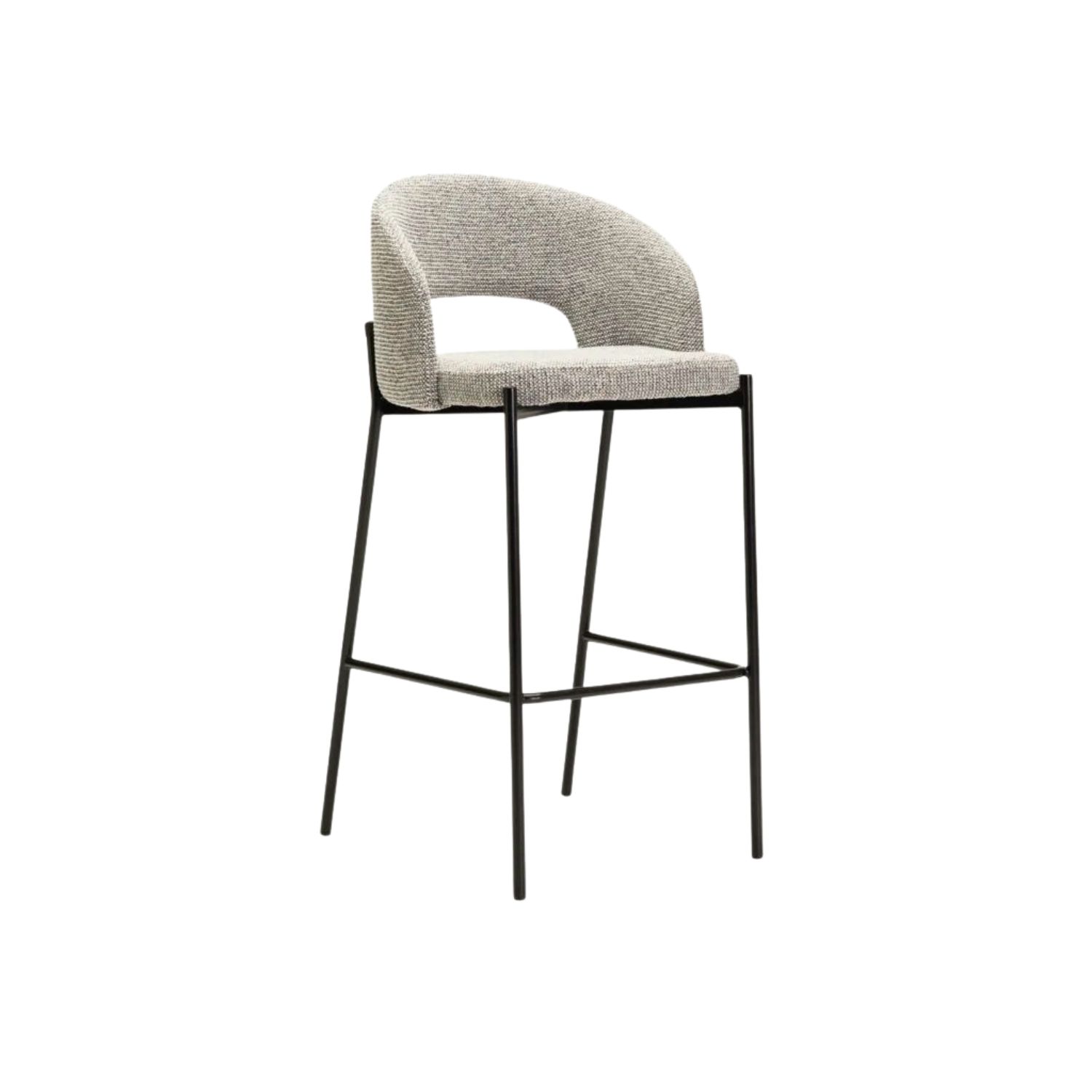 Textured Fabric Bar Stool with Footrest - Grey