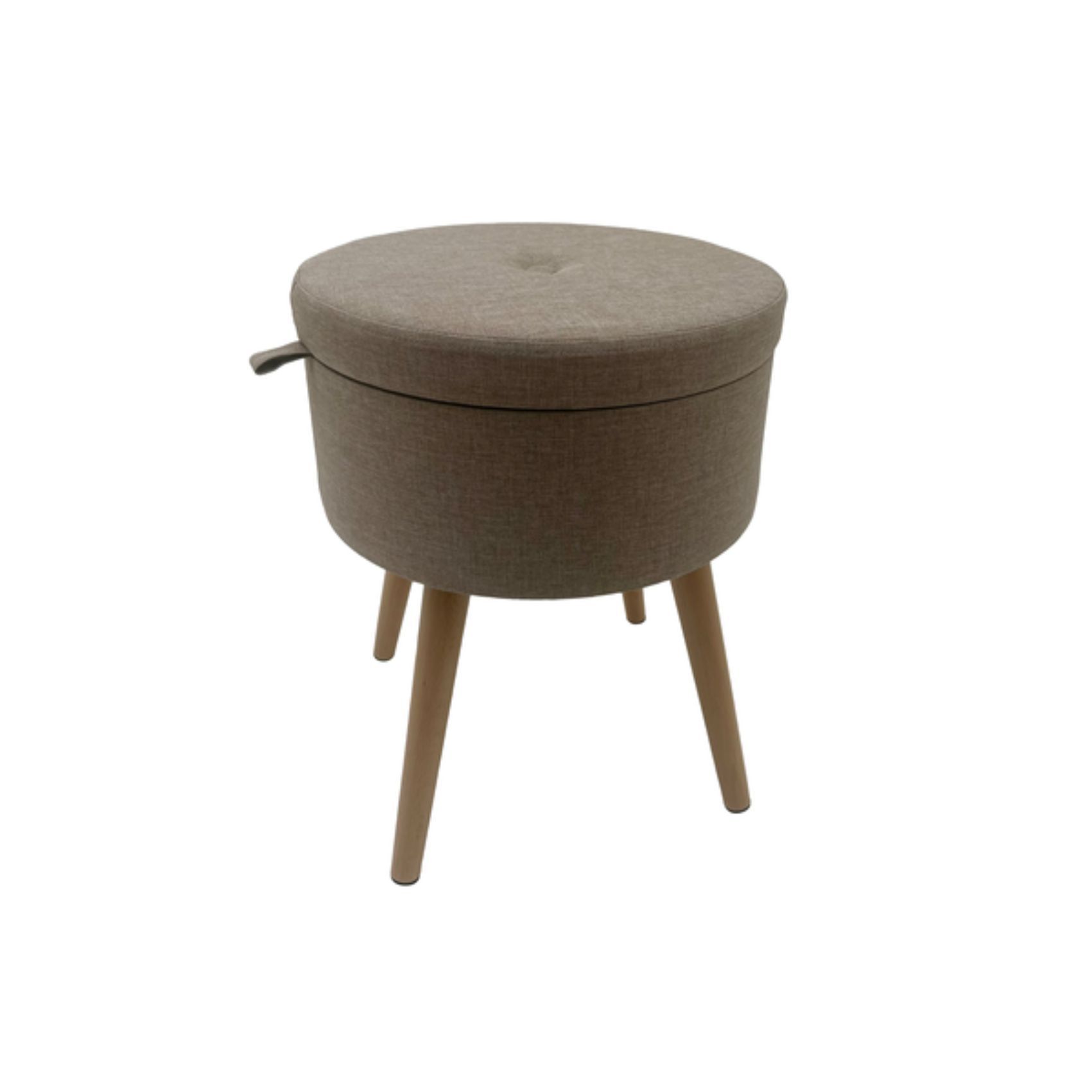 Everfurn Winslow Round Storage Ottoman/Stool with Wooden Legs