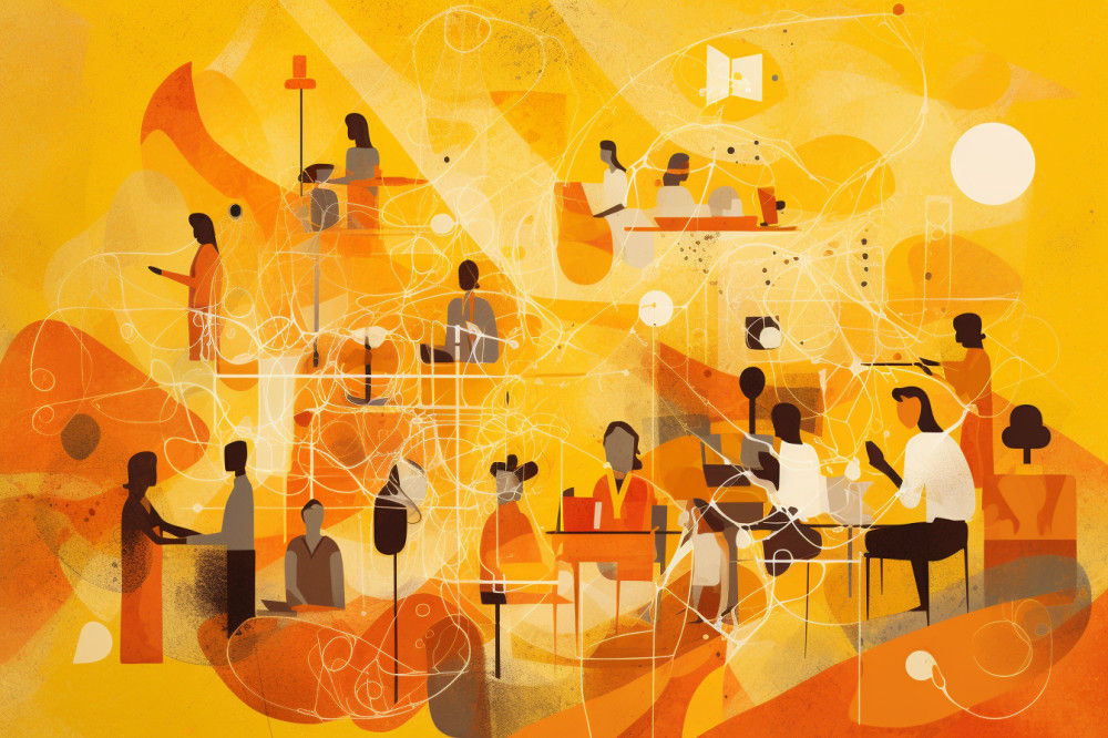 Canvas Wall Art - Layers Vibrant Yellows Oranges Envelop Abst - A1061 - [120 x 80 cm]