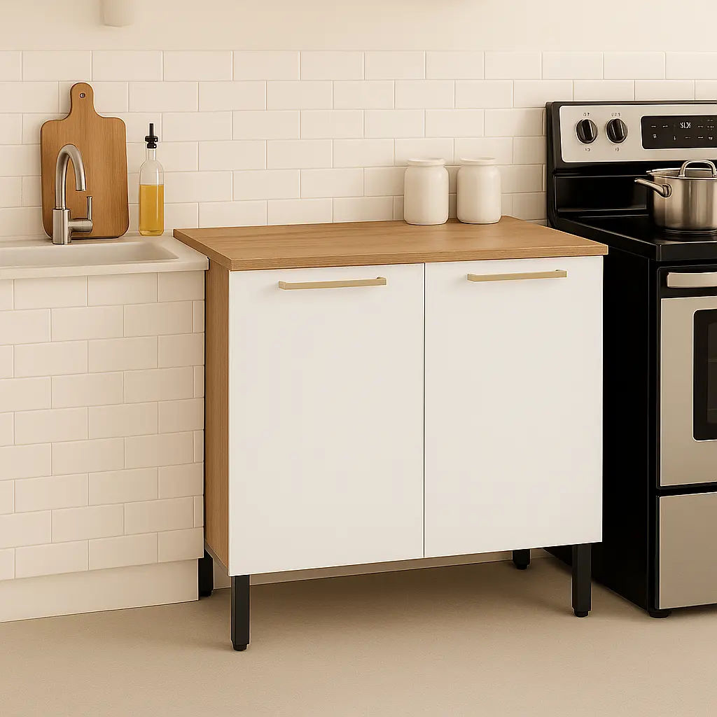 Kitchen 80cm Floor Unit White-Oak