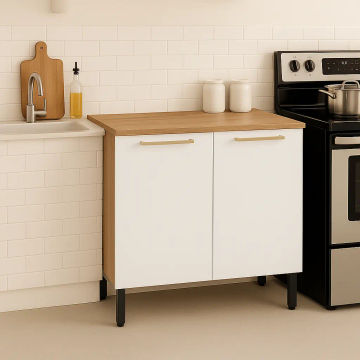 Kitchen 80cm Floor Unit White-Oak