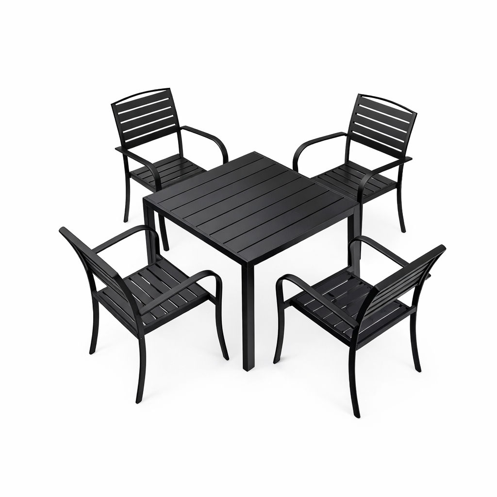 Ziyane Chia 5-Piece All-Weather Outdoor Patio Dining Set - Black