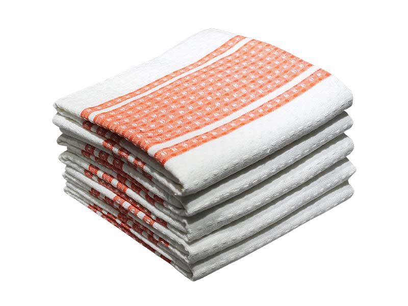 Multipurpose, Easy Fit, Absorbent Kitchen Towel - Design 2016 - 050x075cms - (05 Pc Pack) - Stripes - Vibrant Orange
