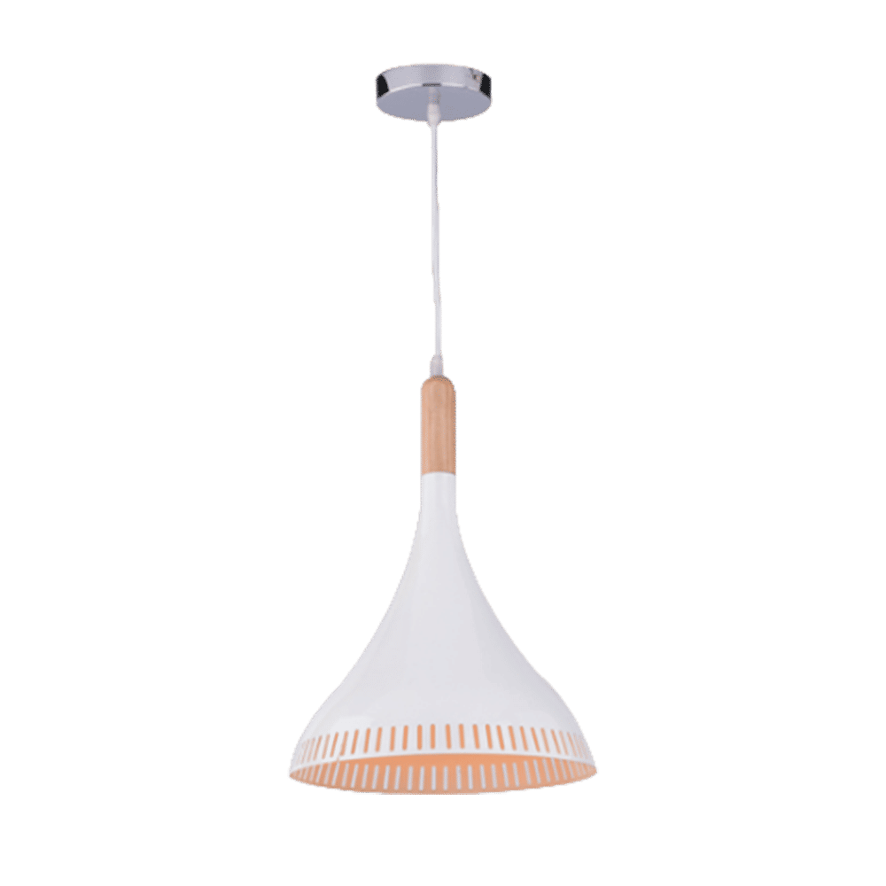 Pendant Lighting – Scandinavian Range – Wood And White Bell Shape