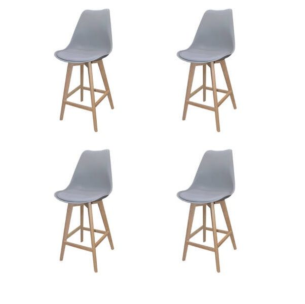 Modern and Stylish Padded Bar Stool - 4 Pack - Grey