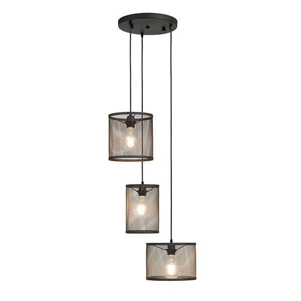 The Lighting Warehouse - Pendant Vikander 3lt Spiral Black