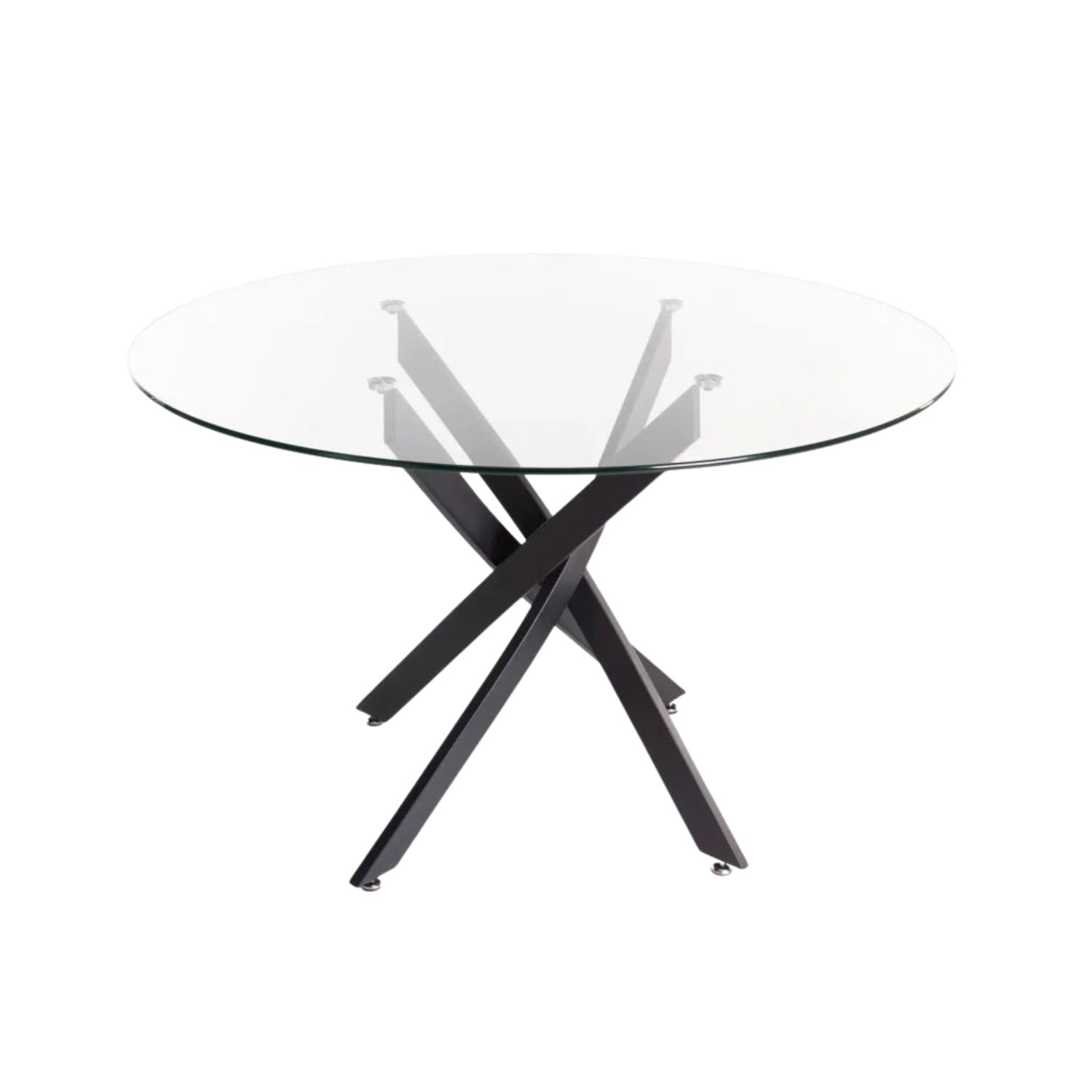 120cm Round Tempered Glass Dining Table - Black