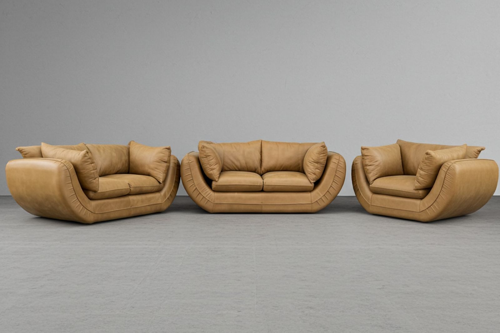Regale Genuine Leather Lounge Set 3-Piece (x1 1-Seater x2 2-Seater Sofas - Exotic Tan)