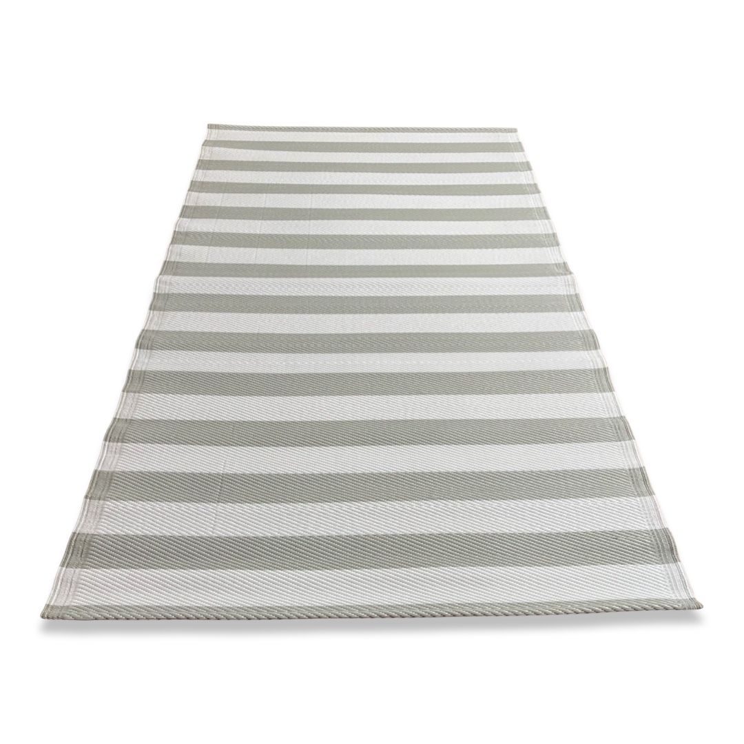 Rug It Up Indoor & Outdoor Plastic Waterproof Reversible Rug - Light Grey Stripe 2 x 1.2m