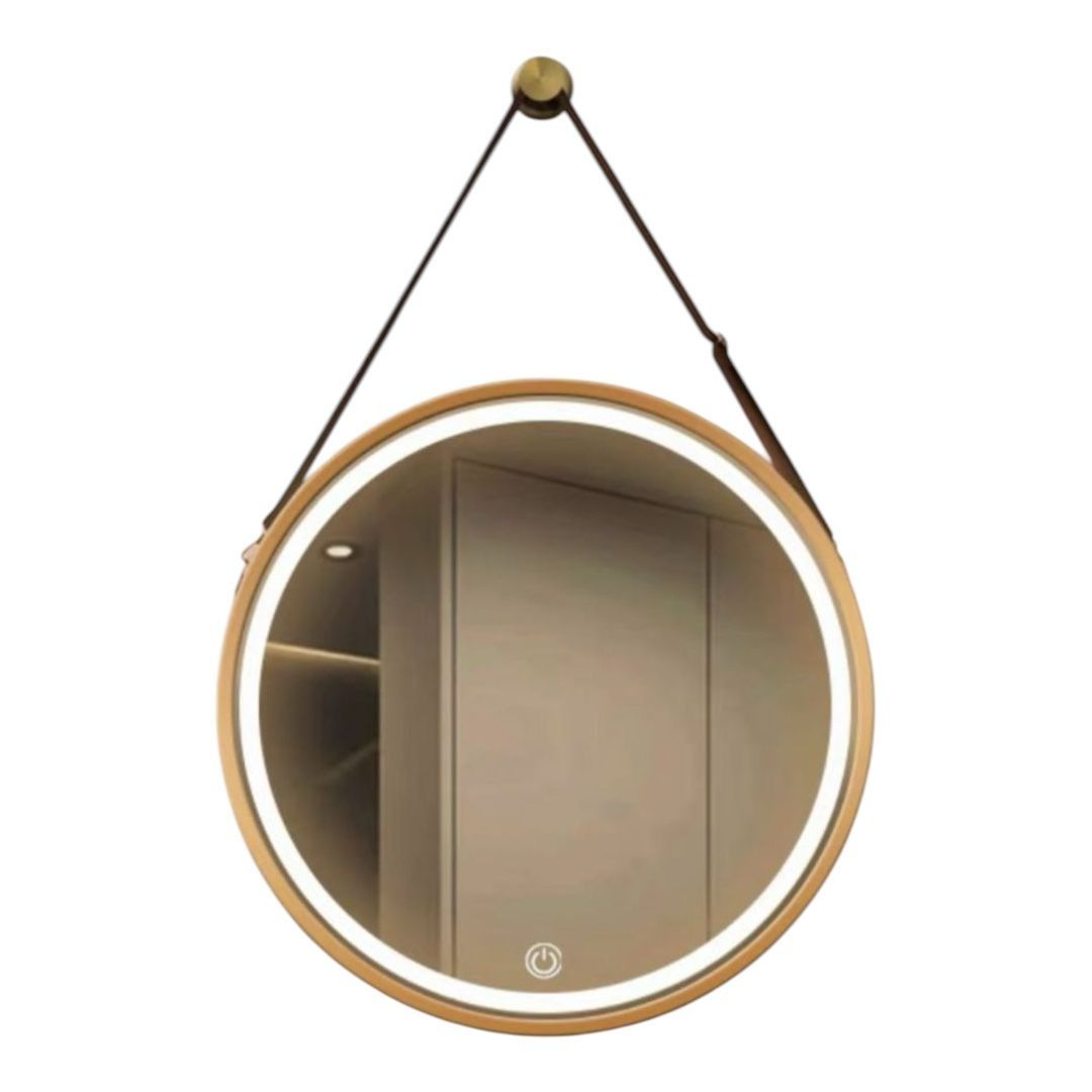 Modern Round Illuminated LED Mirror Touch Sensor With Strap 60cm - colors(gold,silver,black)