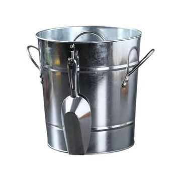Vintage-Style Metal Ice Bucket with Scoop-Silver