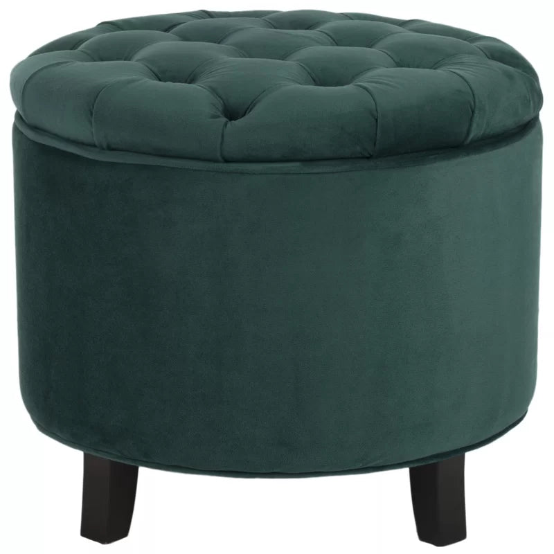 Althea Round Storage Ottoman - Dark Green