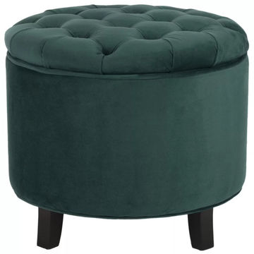Althea Round Storage Ottoman - Dark Green