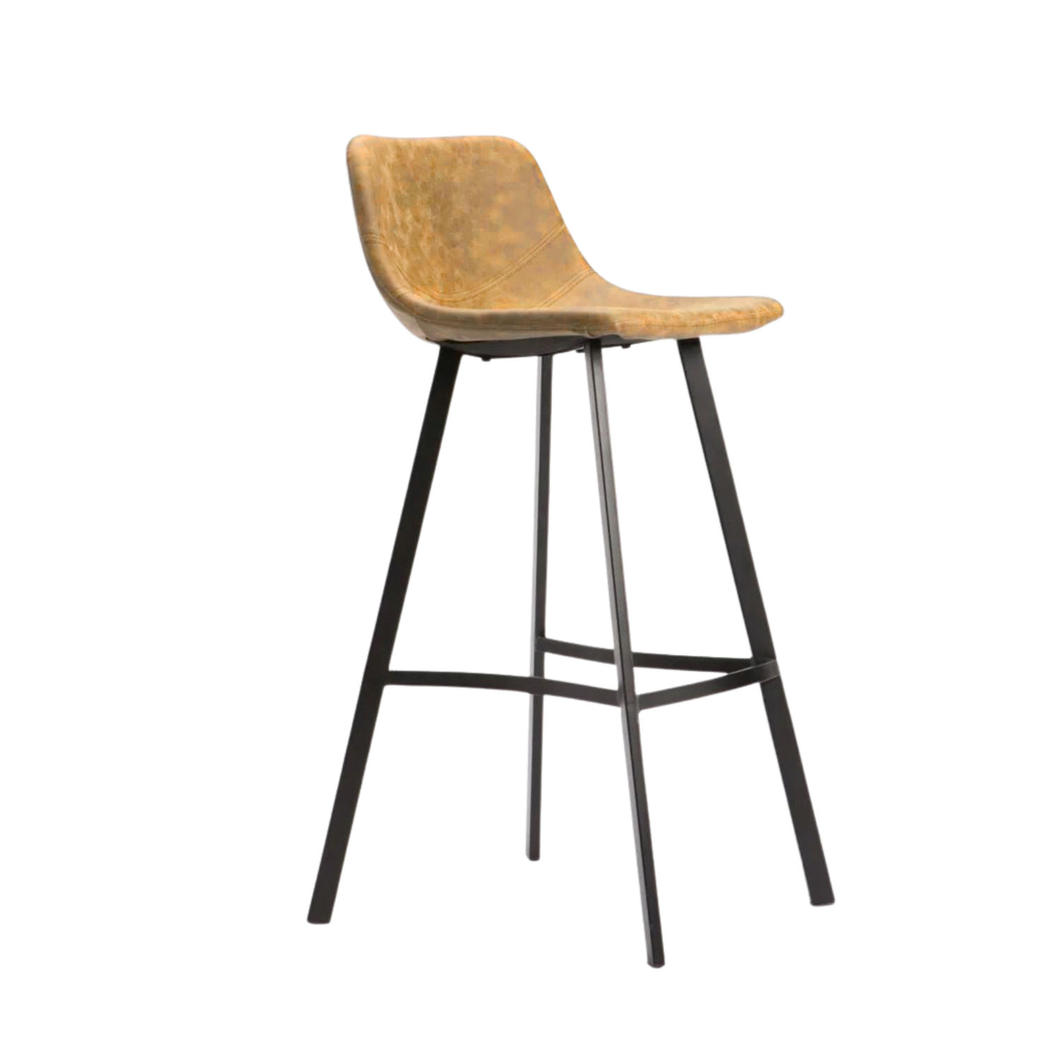 Modern Barstool with Curved Backrest - Brown