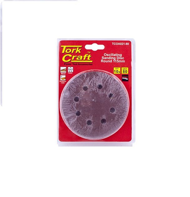 Tork Craft - Oscilating Sandpaper A/O 115mm 10Piece Round 80Grit - 6 Pack