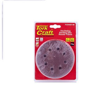 Tork Craft - Oscilating Sandpaper A/O 115mm 10Piece Round 80Grit - 6 Pack
