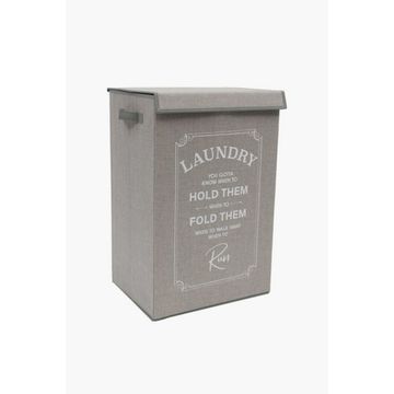 KNOCK DOWN SCRIPT LAUNDRY BASKET Foldable Laundry Hamper with Lid & Handles