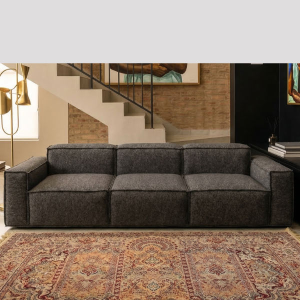 Lucky Furn Mod-Gry 3-Seater Modular Fabric Sofa - Charcoal