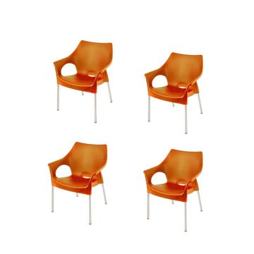 Dublin Café Chair/Patio Chair/ Garden Chair / Stacking Chair - ORANGE - Set of 4