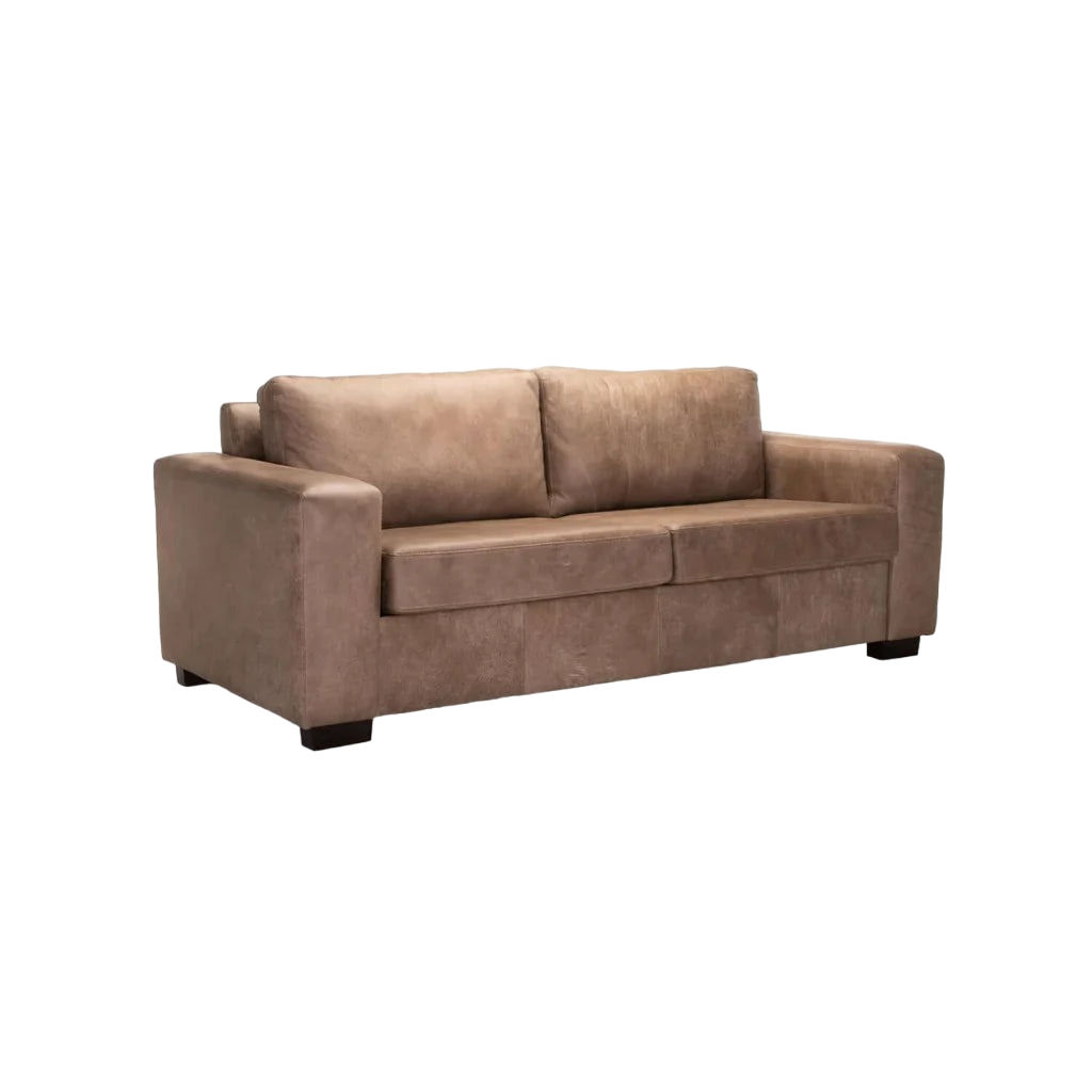 Vividitto - Iula Genuine Leather 3 Seater Coach - Buffed Taupe